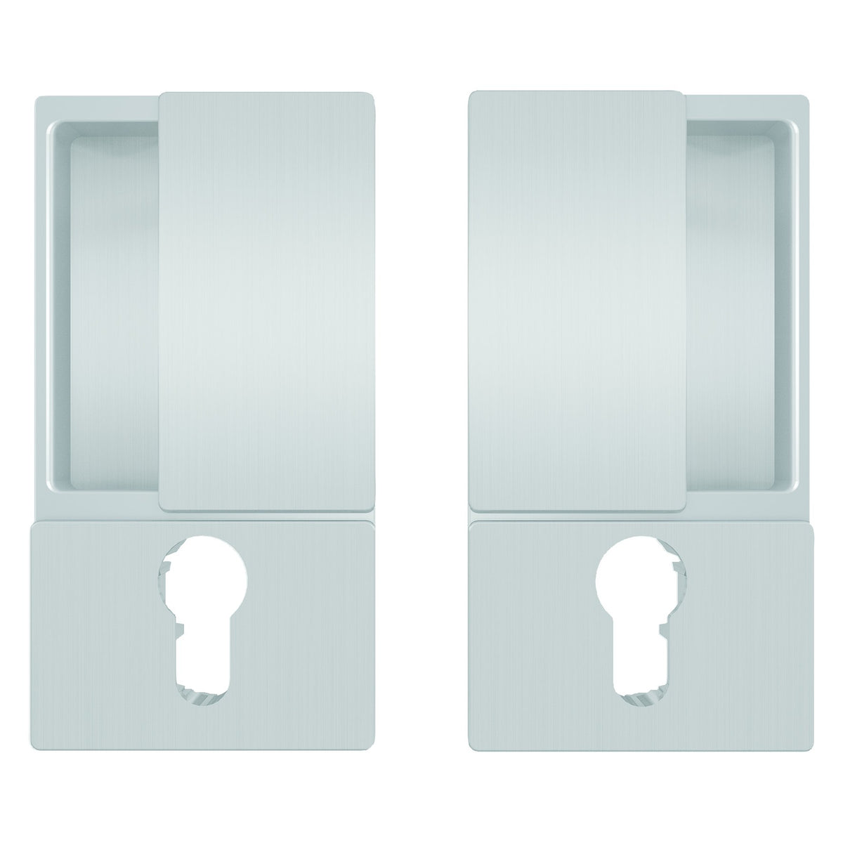 Wave AGB handle for sliding doors, brushed silver anodised, cylinder version