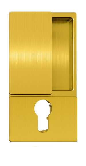 Wave AGB handle for sliding doors, brushed matt brass, cylinder version