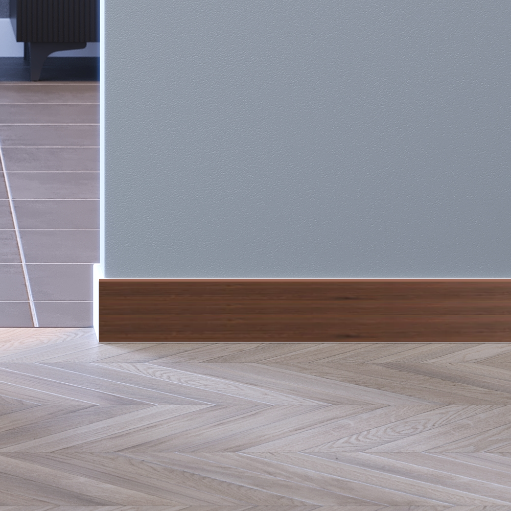 Battiscopa Adesivo In PVC 50x20 Mm, Colore Rovere Scuro - 25 Metri, Per Top Cucina, Angoli E Giunzioni