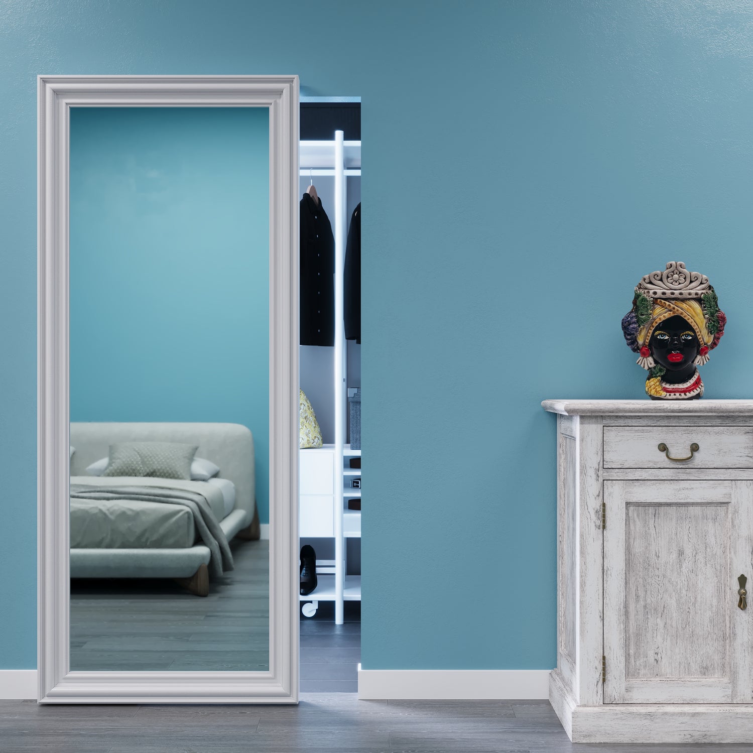 porta a scrigno con specchio