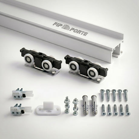 Binario con Kit Completo per Porta Scorrevole per Vetro
