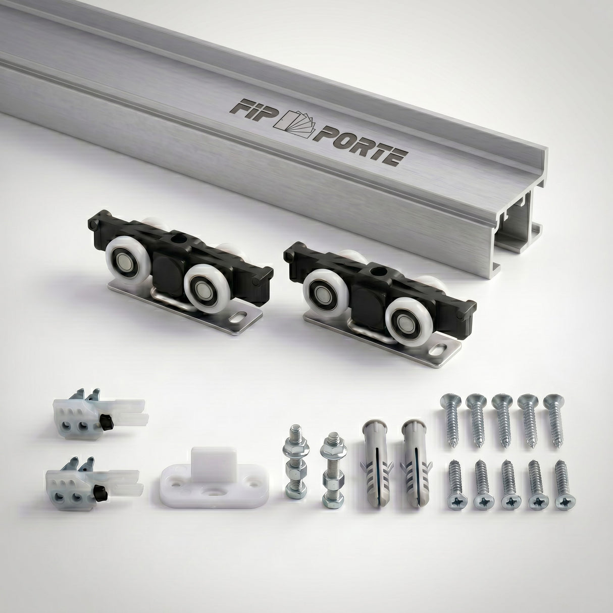 Binario con Kit Completo per Porta Scorrevole per Legno