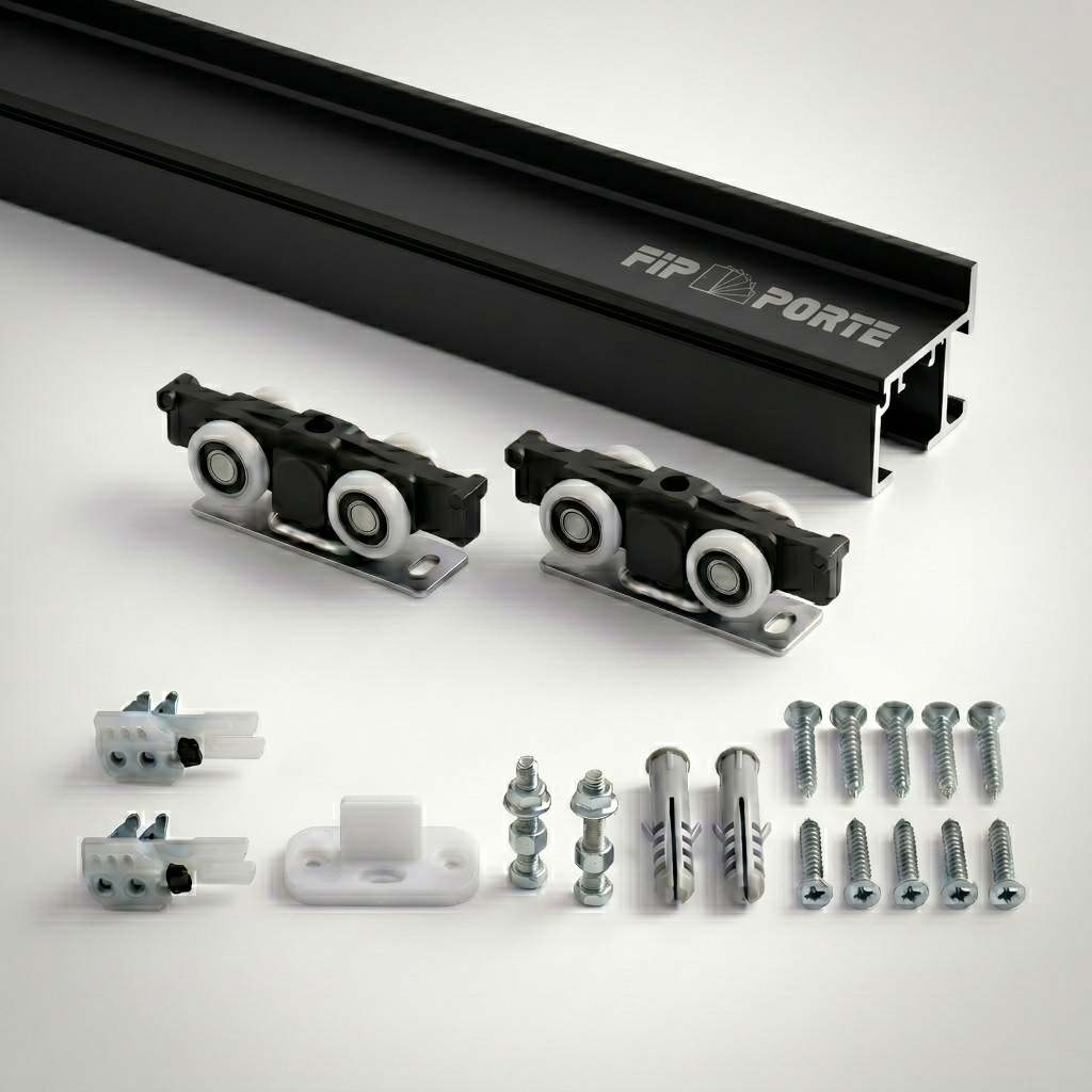 Binario con Kit Completo per Porta Scorrevole per Legno