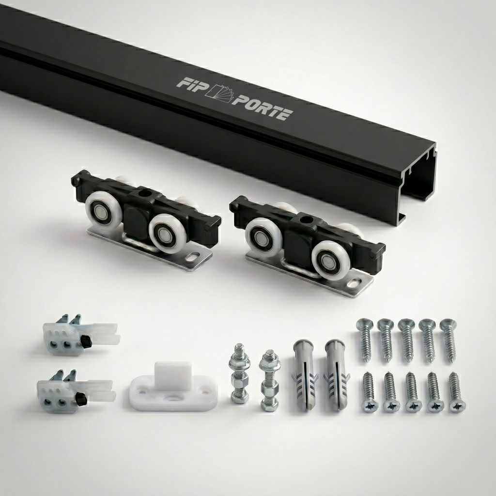 Binario con Kit Completo per Porta Scorrevole per Legno