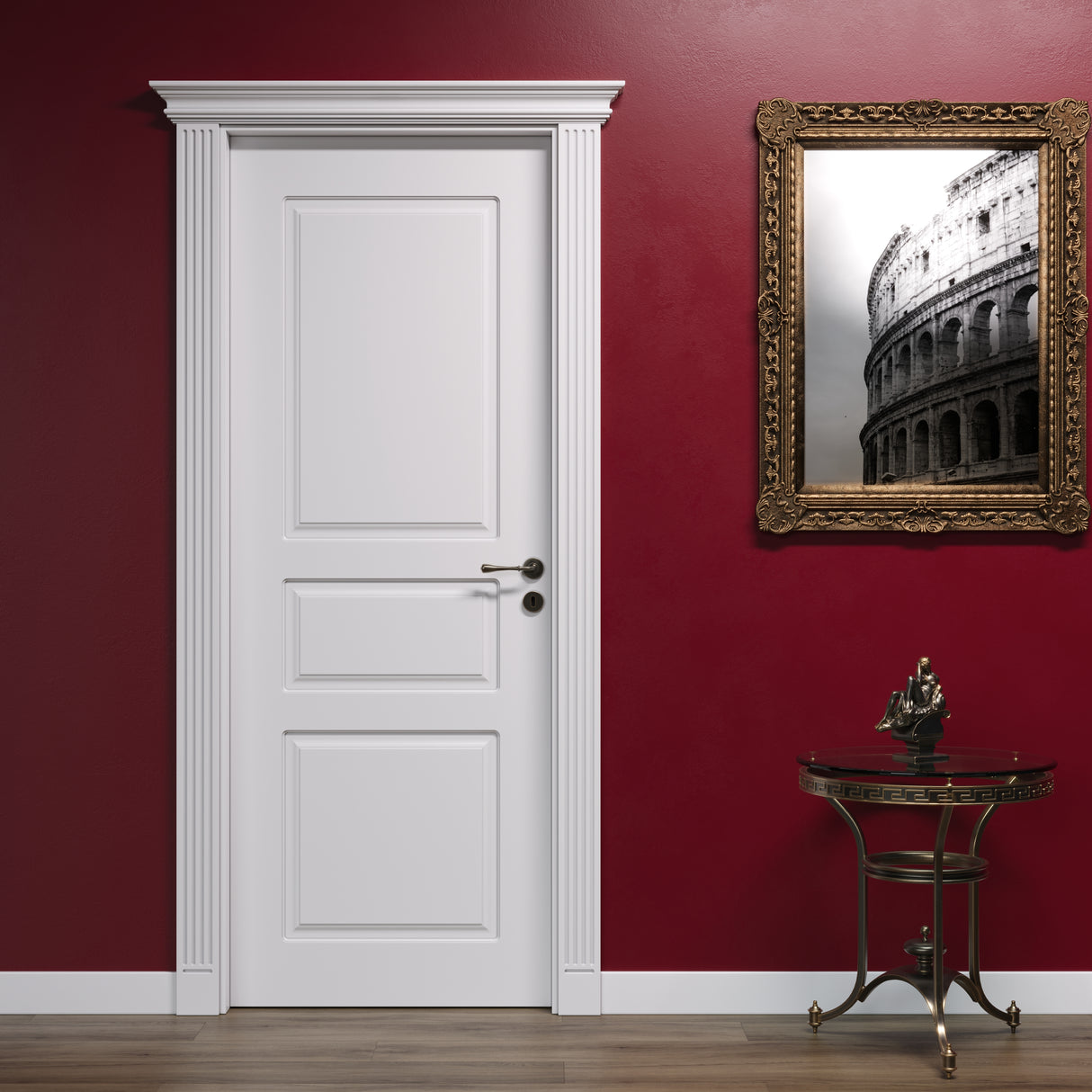 Porta Battente Classica Pantografata 2+1 Bugne con Capitello Impero