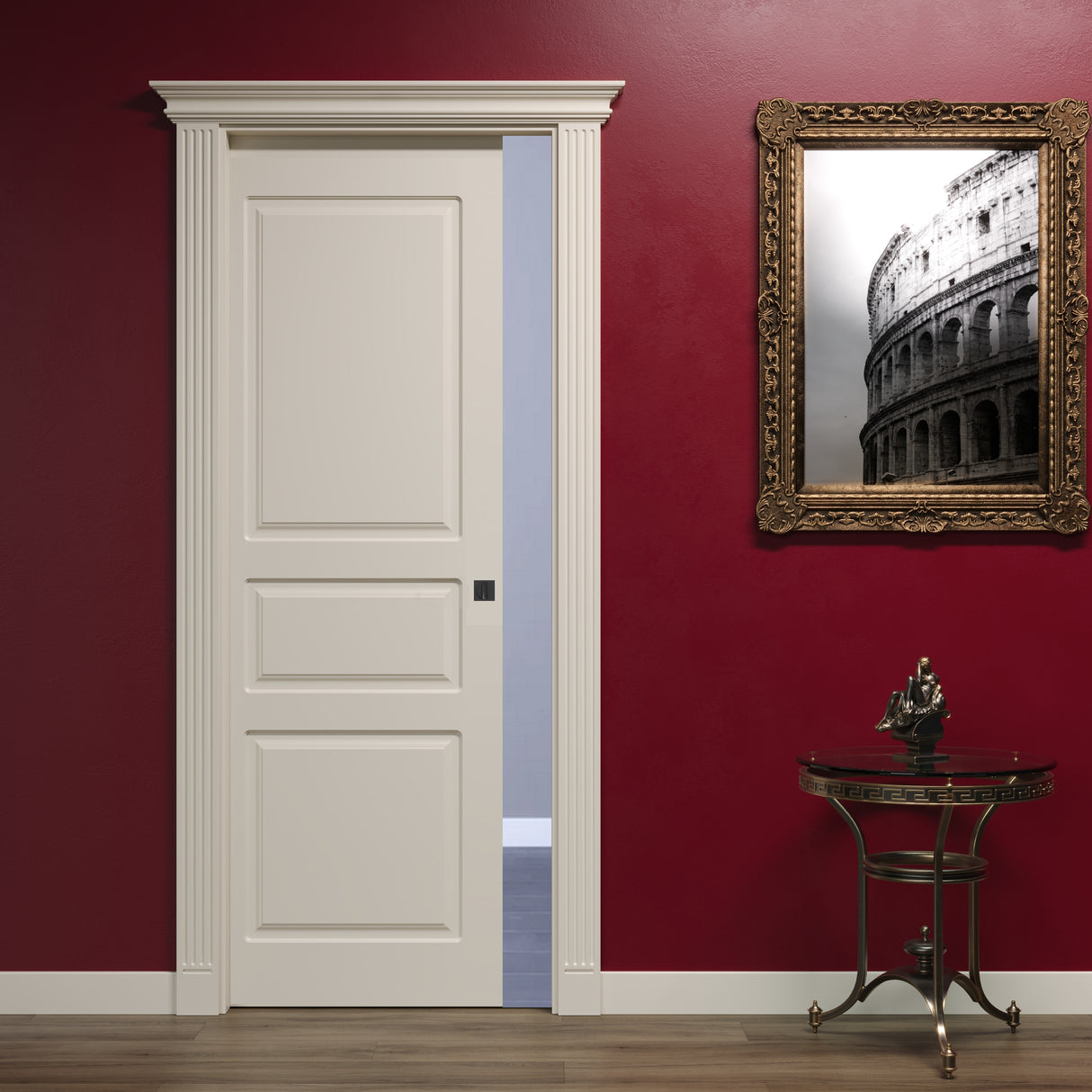 Porta Scorrevole a Scomparsa Classica Pantografata 2+1 Bugne con Capitello Impero