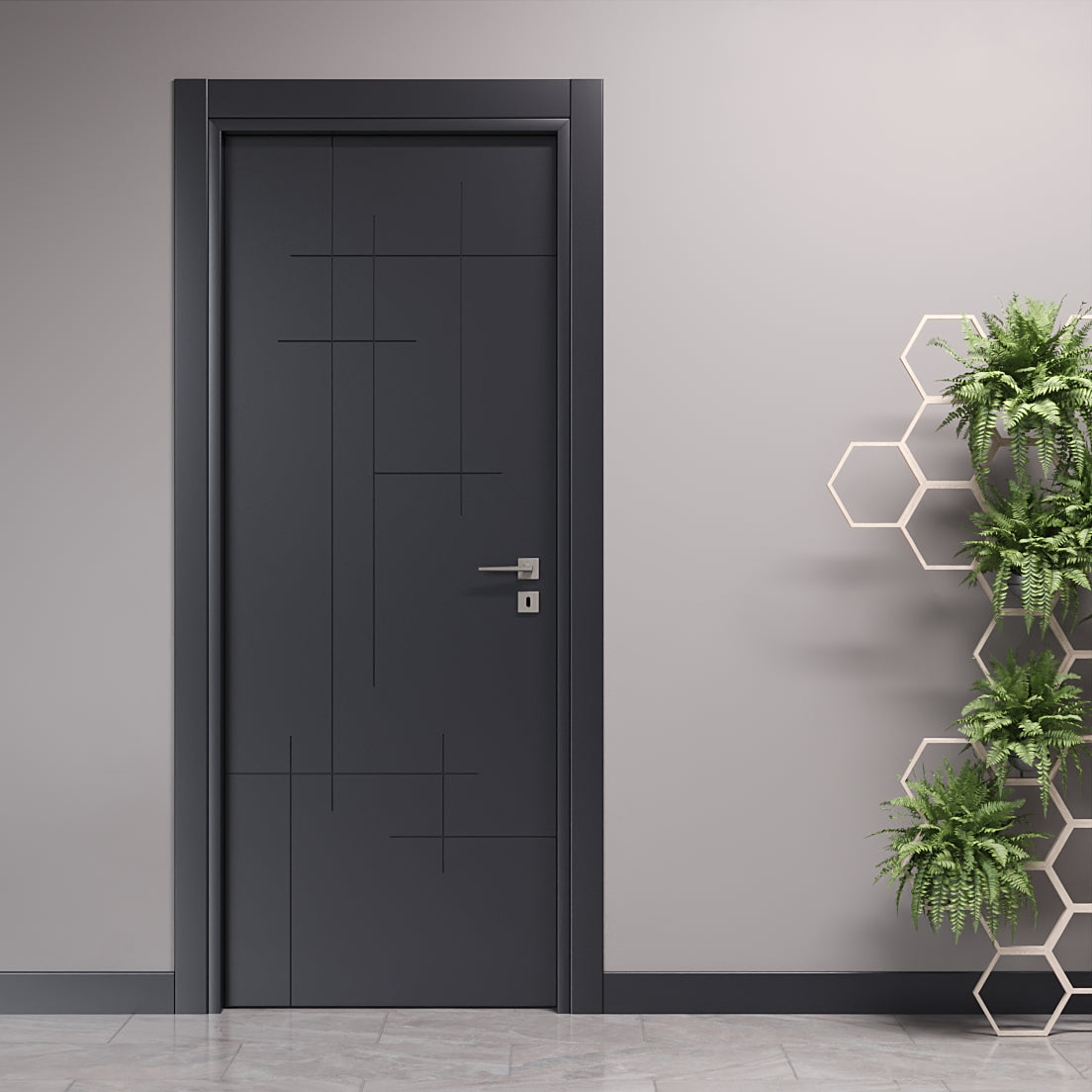 Porta Battente con Incisioni Lines