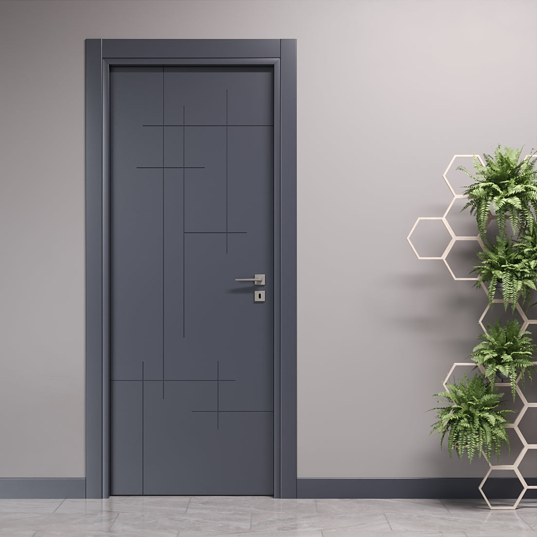 Porta Battente con Incisioni Lines