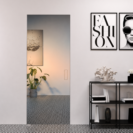 Porta Filomuro con Specchio con Maniglia Invisibile