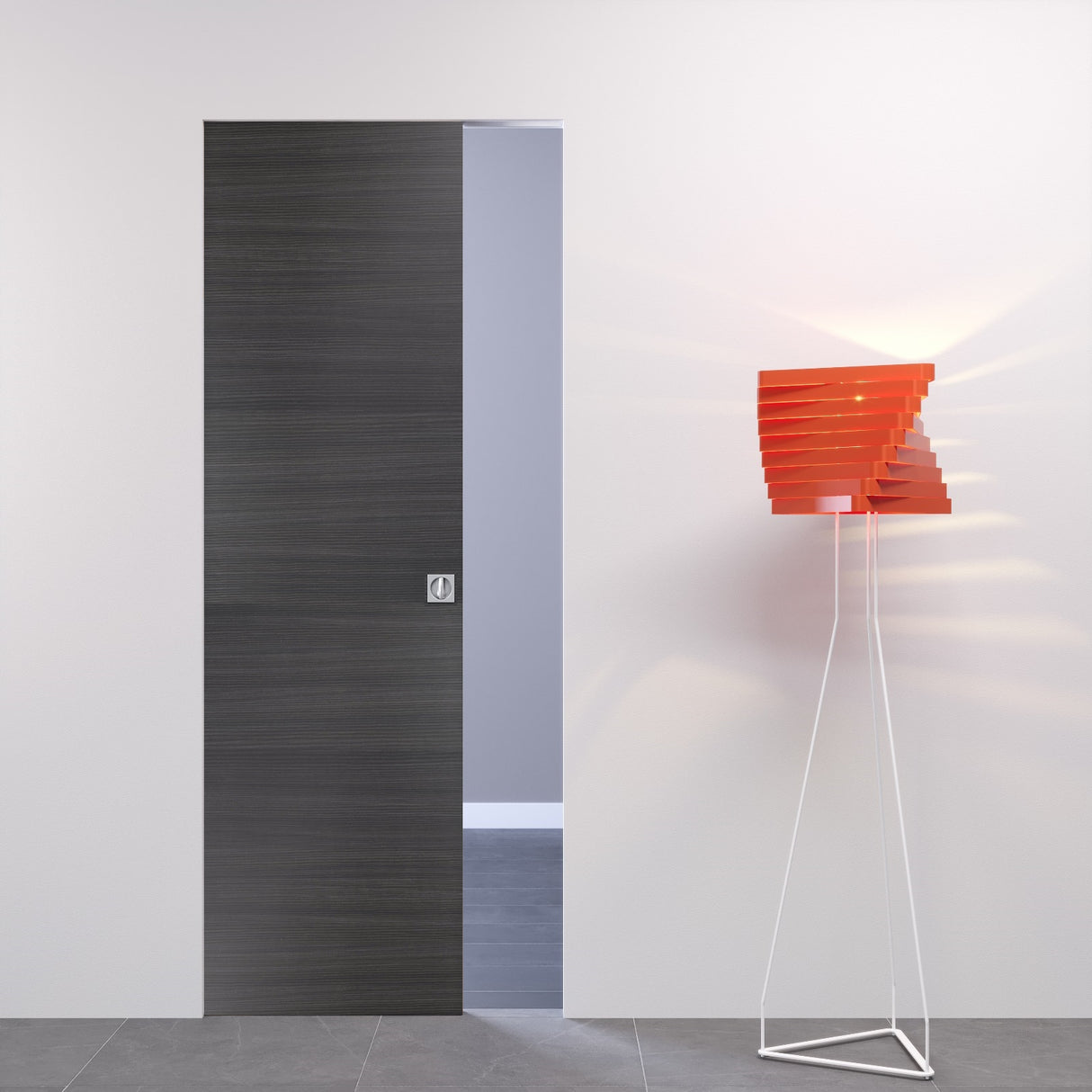 Porta Filomuro Scorrevole a Scomparsa Rovere Grigio