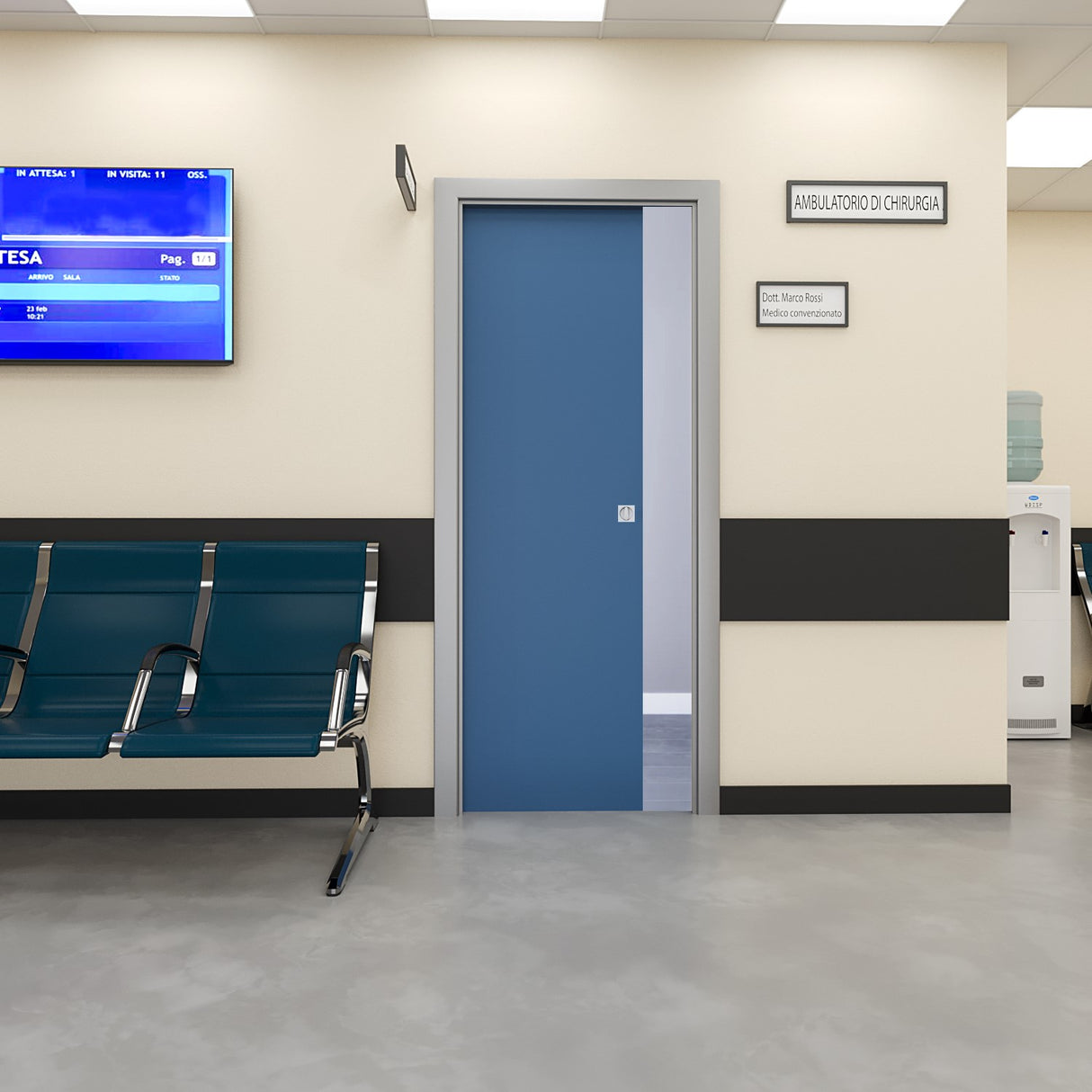 Porta a Scomparsa Laminato Plastico e Telaio in Alluminio