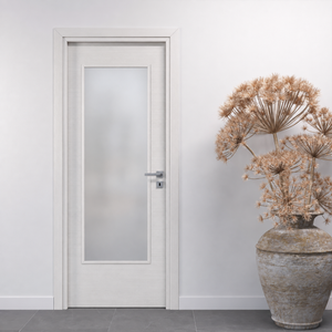 Porta in Bianco Matrix con Vetro Satinato