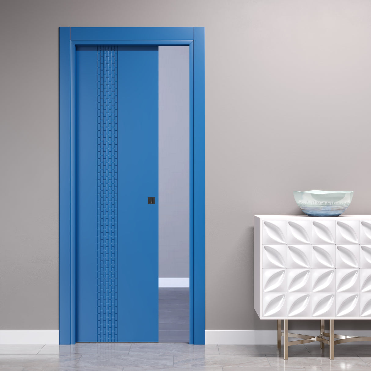 Porta Scorrevole a Scomparsa con Incisioni Vertical