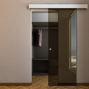 Porta Scorrevole in Vetro Esterno Muro con Binario Compact Bianco