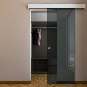 Porta Scorrevole in Vetro Esterno Muro con Binario Compact Bianco