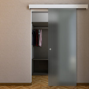Porta Scorrevole in Vetro Esterno Muro con Binario Compact Bianco