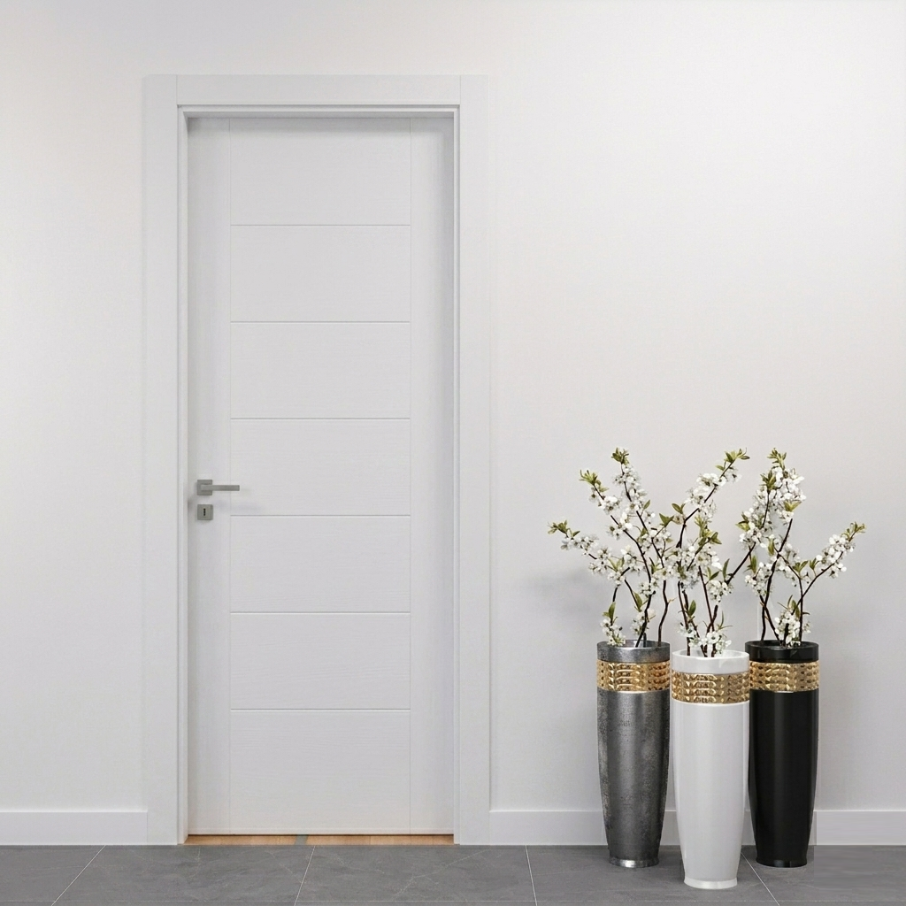 Hinged Door with Geometric Engravings