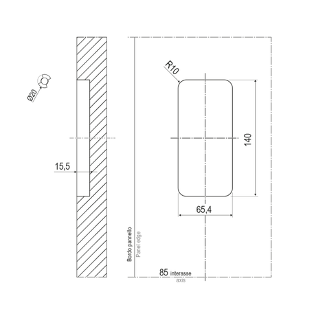 Maniglia invisibile Ghost Bonaiti di Passaggio con Contropiastra per Profilo in Alluminio