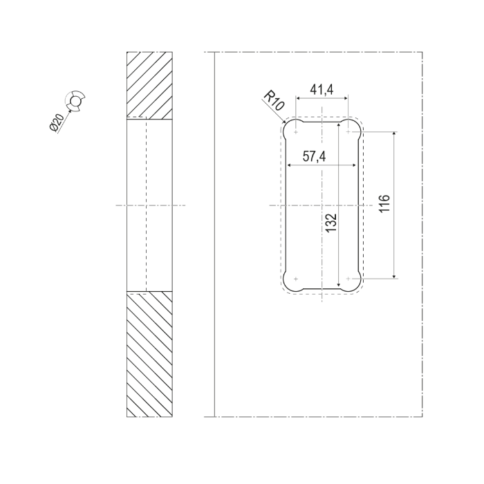 Maniglia invisibile Ghost Bonaiti di Passaggio con Contropiastra per Profilo in Alluminio
