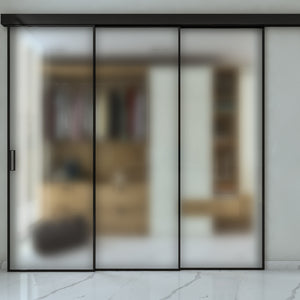 Pareti Divisorie 3 Ante Vetro Profilata con Binario Compact Trascinamento Satinato