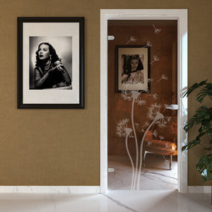 Porta Battente con Telaio in Legno e Vetro Trasparente Bronzo con Disegno Sabbiato EVO Soffio