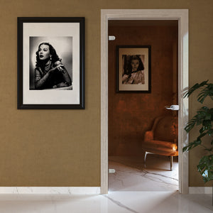 Porta battente in vetro bronzo con telaio e cornici in laminato Rovere Orizzontale