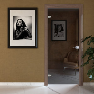 Porta battente in vetro fumè con telaio e cornici in laminato Noce Orizzontale