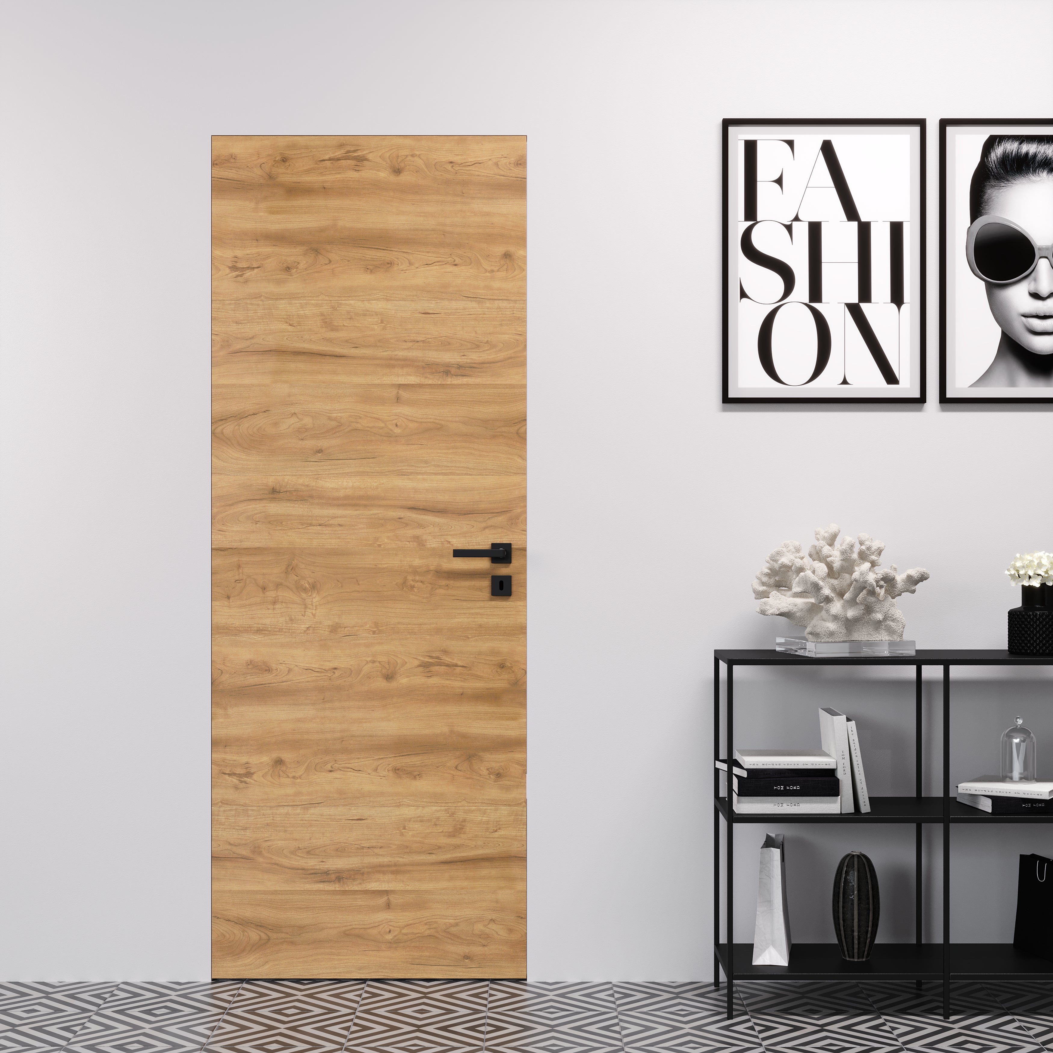 Porta Scorrevole A Scomparsa Interno Muro - Effetto Legno Olmo Bianco, Misure 210x70 Cm, Completa Di Telaio