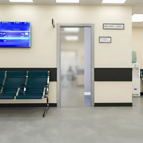 Porta Scorrevole a Scomparsa in Vetro con Telaio in Alluminio