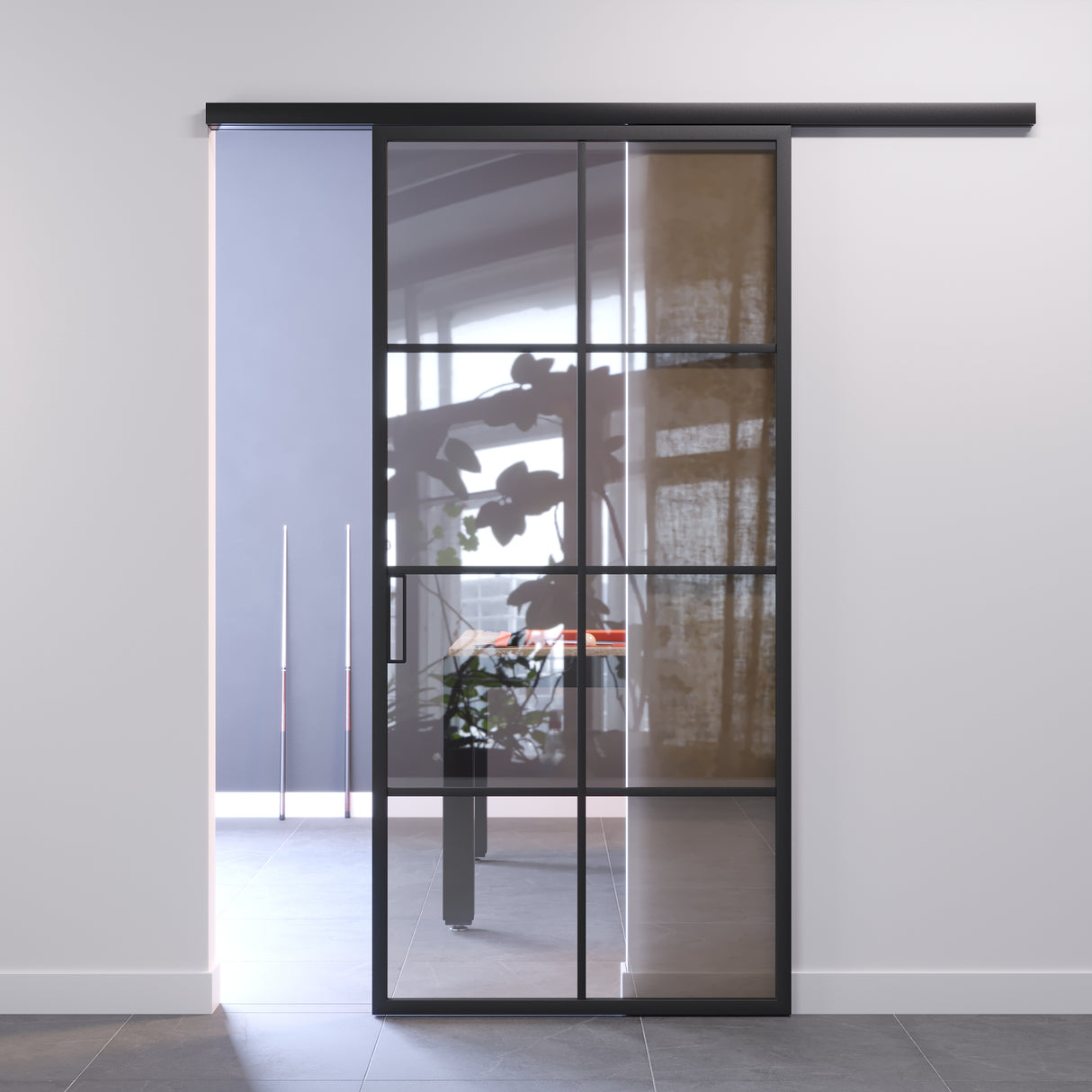 Porta ad 1 anta in vetro con binario 