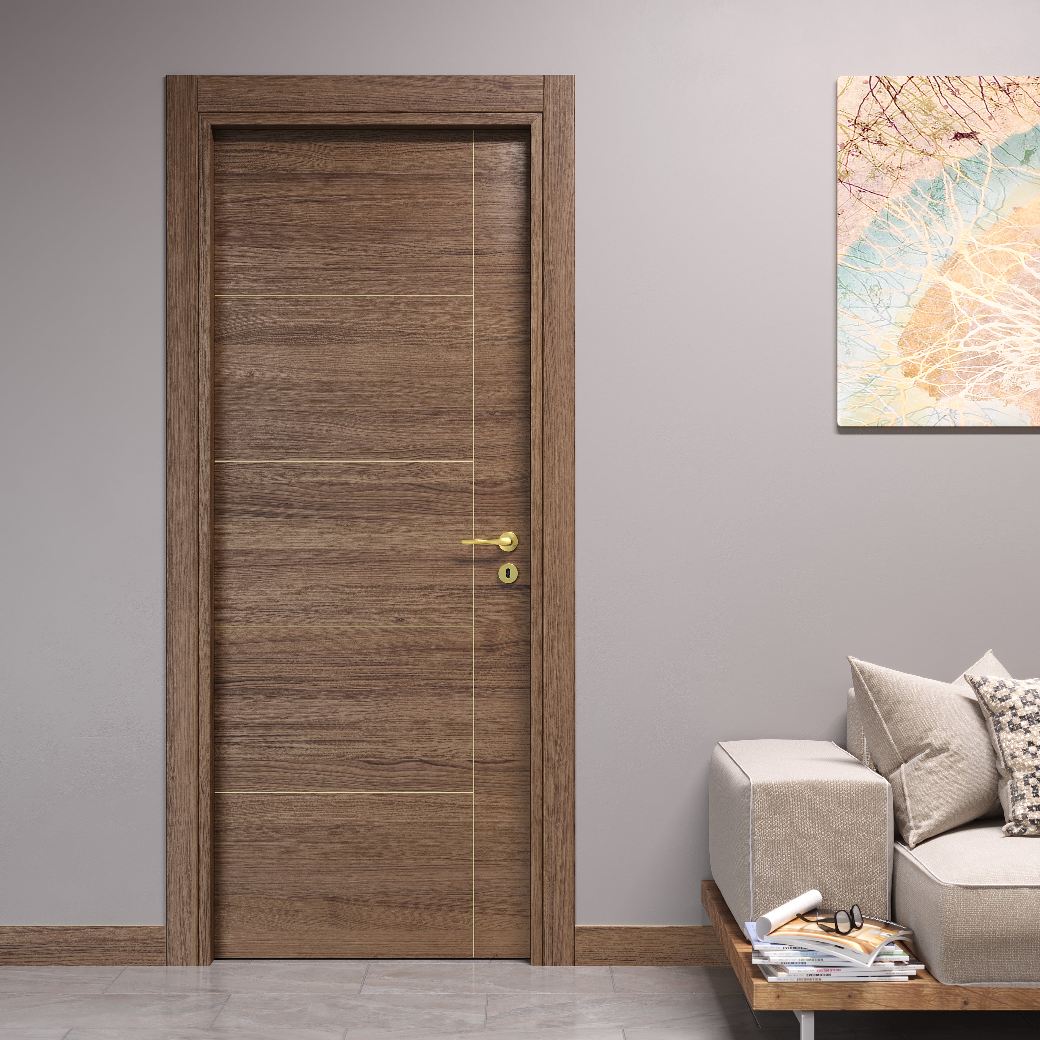 Internal Swing Door with Stripes Engraving at Factory Prices – FIP