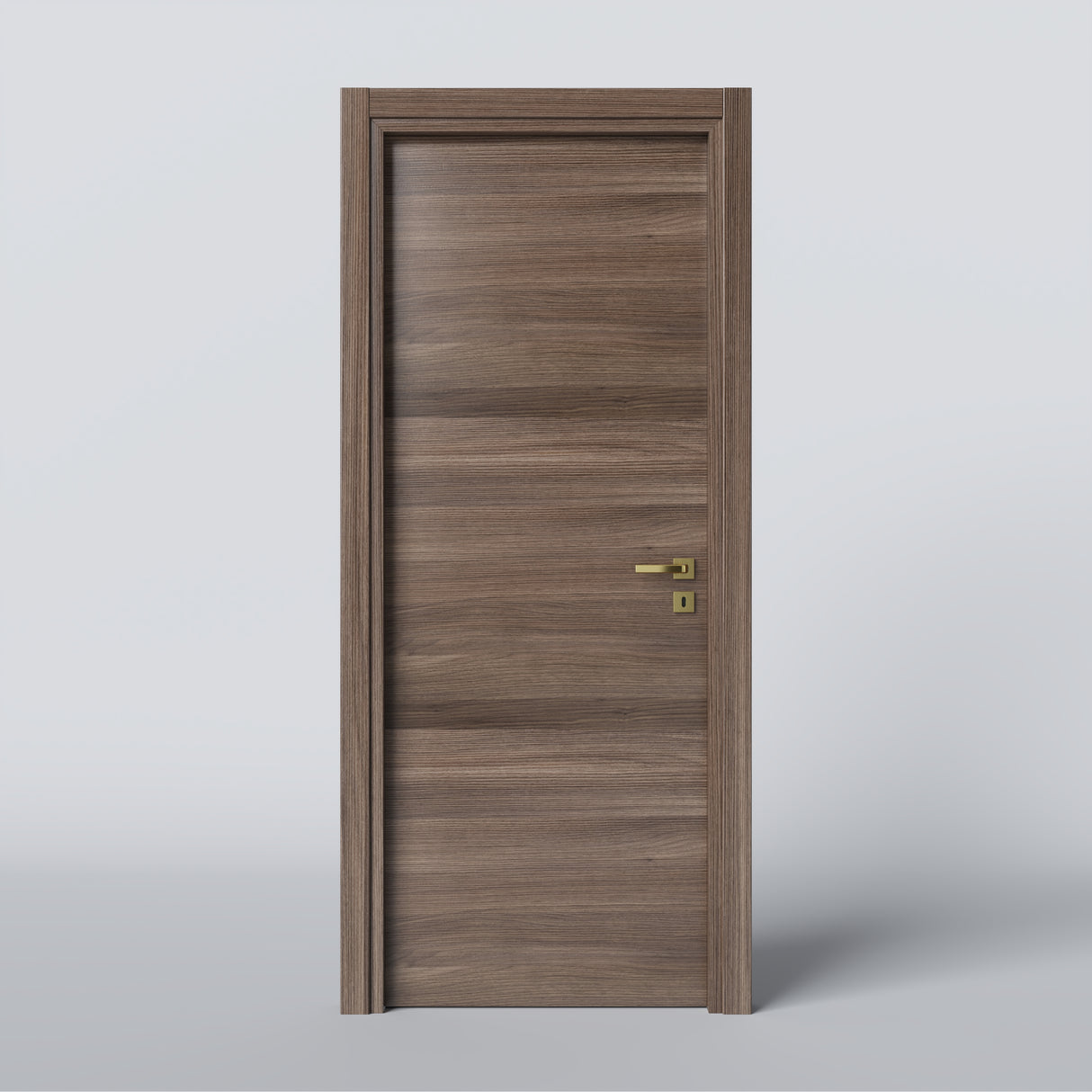 porta in noce orizzontale con maniglia finitura oro
