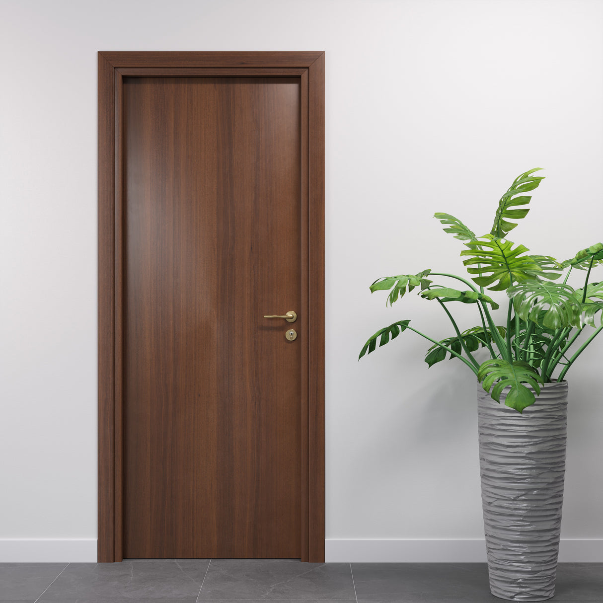 porta laminato noce nazionale  in laminato per interno con maniglia e cilindro yale