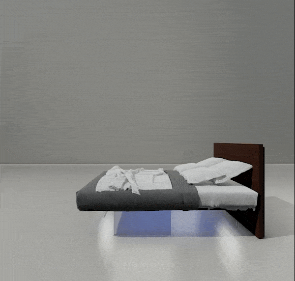 suspended bed with headboard floor