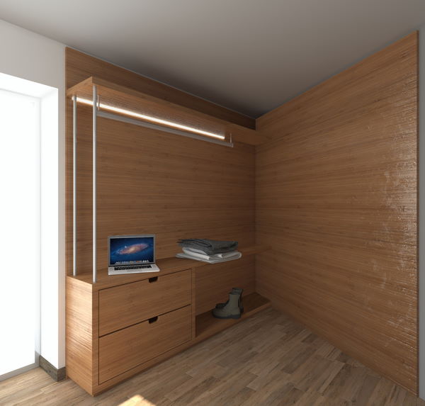 Walk-in closet module with drawers
