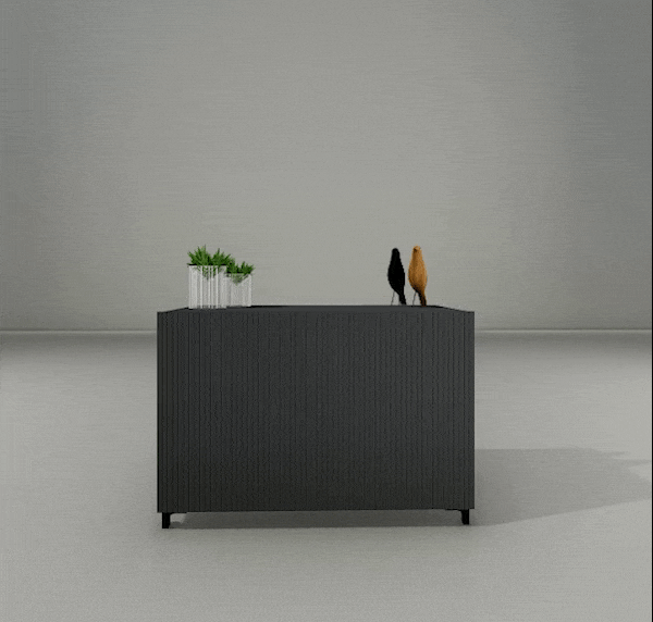 Modern sideboard engraved black lacquered