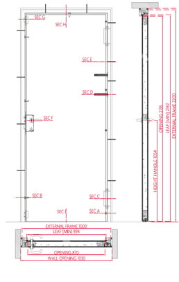  soundproof doors technical drawing