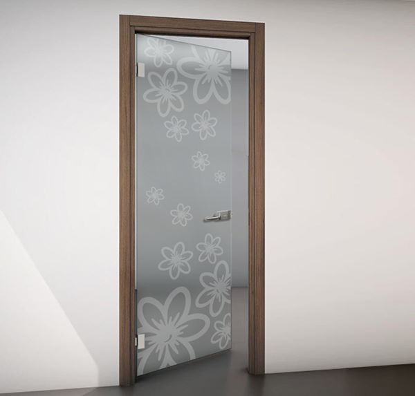 hinged door in frosted glass